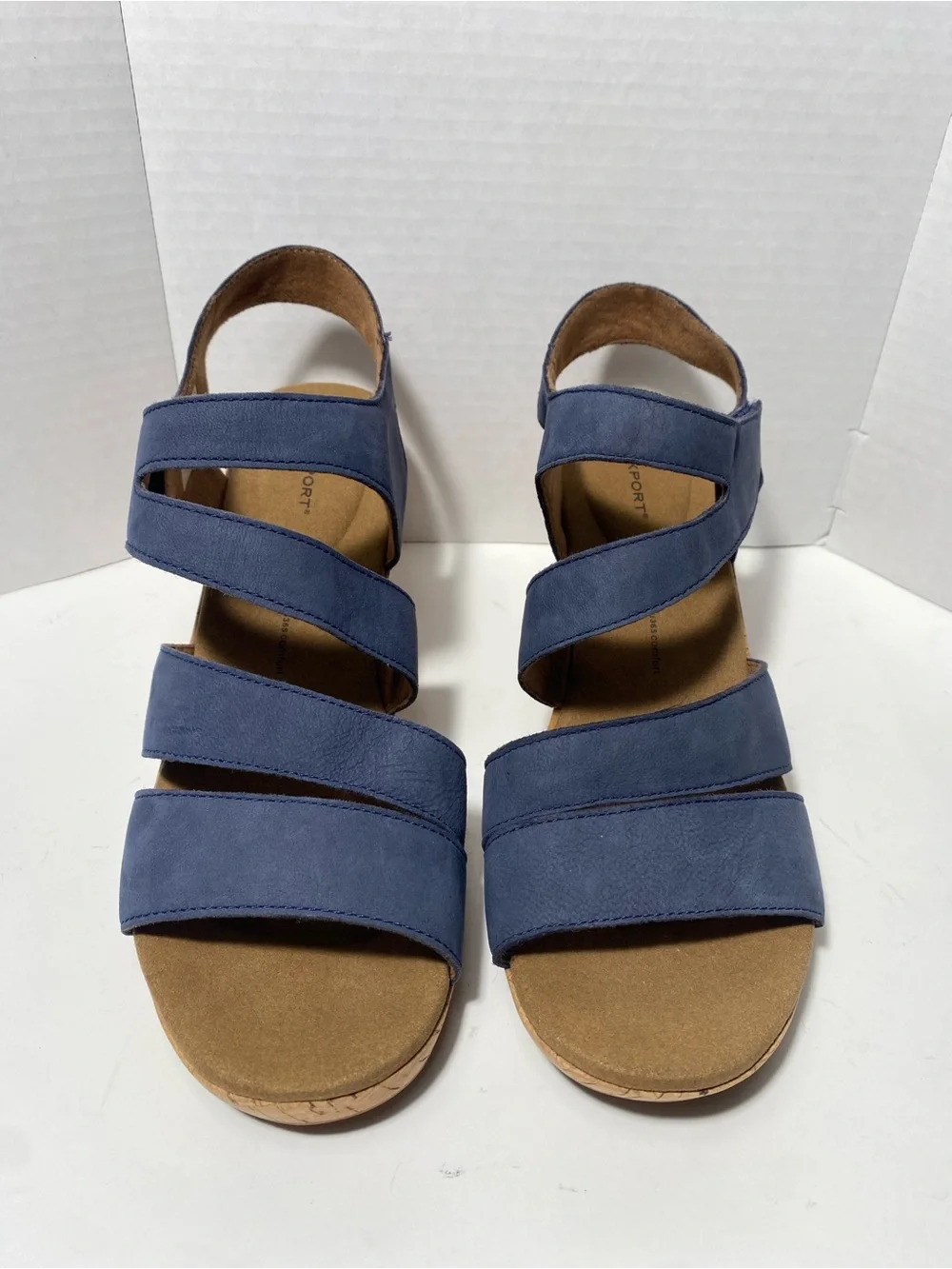 Rockport Briah platform wedge heel sandals Nubuck leather Blue Sz 9